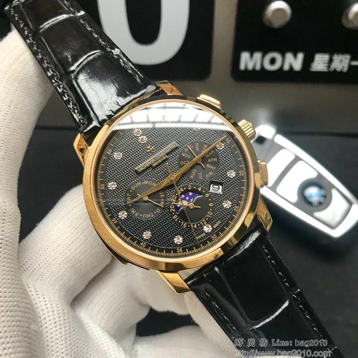 江詩丹頓 Vacheron Constantin 新款 高檔男士腕表 9100多功能機芯 超強防水 原裝蝴蝶扣  wssb3519
